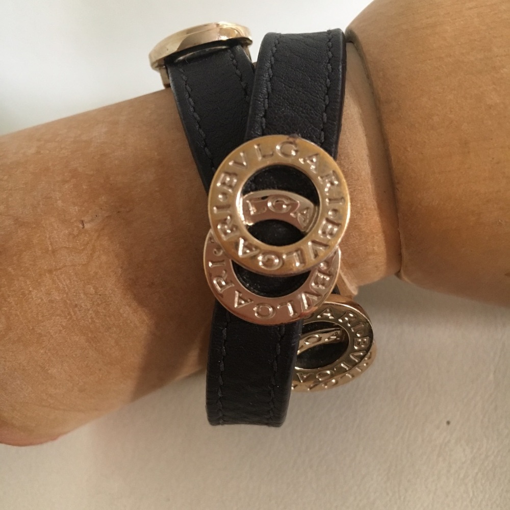 Bulgari double wrap leather bracelet